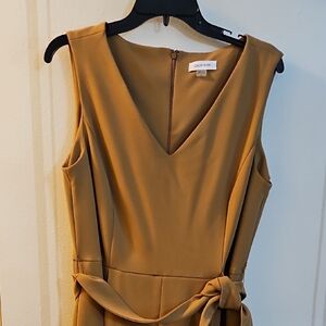 Calvin Klein Women's Camel Wide-leg Size 12 Jumpsuits